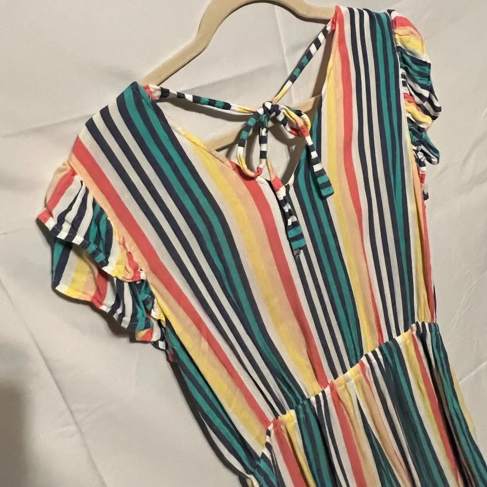 L Ruffles &  Candy Stripes Challis Romper - Picture 10 of 12